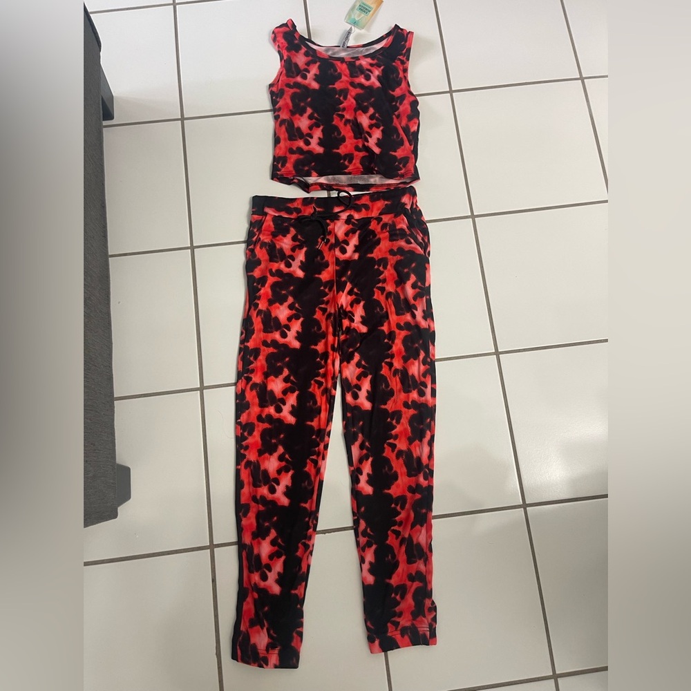 Vibrant Red and Black Women's Pajama Set